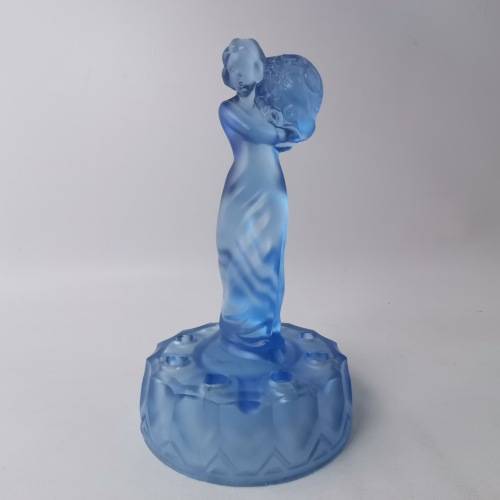 Vintage Powder Blue Glass Art Deco Styled Statue!!!