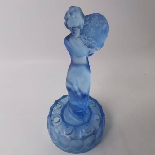 Vintage Powder Blue Glass Art Deco Styled Statue!!!