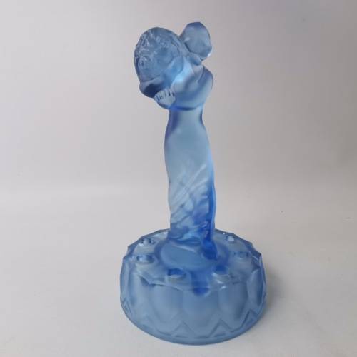 Vintage Powder Blue Glass Art Deco Styled Statue!!!