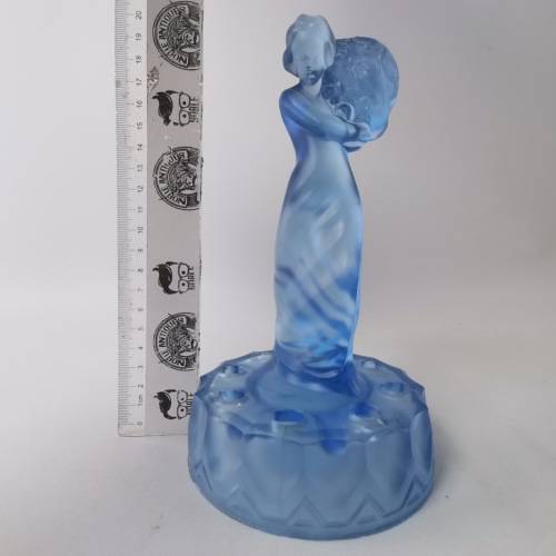Vintage Powder Blue Glass Art Deco Styled Statue!!!