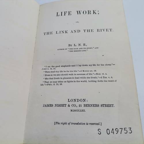 1860 Leather Spine + Corner - Life Work or The Link in the Rivet!!!