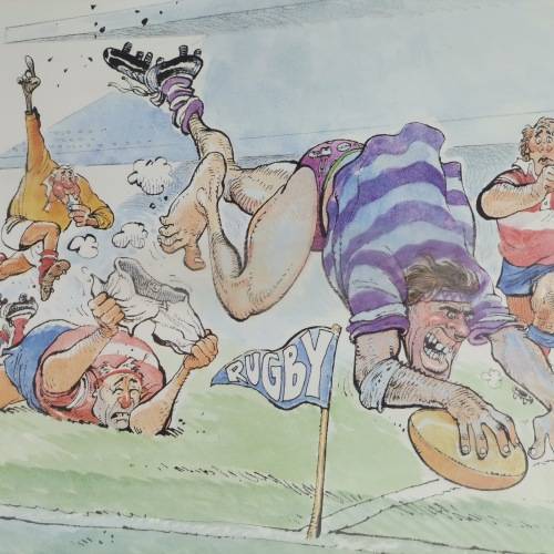 A3 Framed Rugby Comic Artwork!!! Print 2