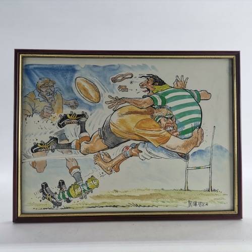 A3 Framed Rugby Comic Artwork!!! Print 4