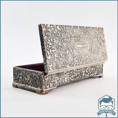 Spectacular!!! Large Ornate Silver Plate and Velvet Lined Jewelry Box!!!