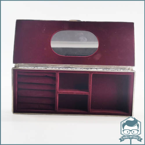 Spectacular!!! Large Ornate Silver Plate and Velvet Lined Jewelry Box!!!