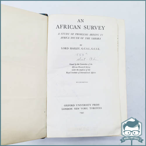 1945 Leather Spine Hardcover - An African Survey by Lord Hailey !!!