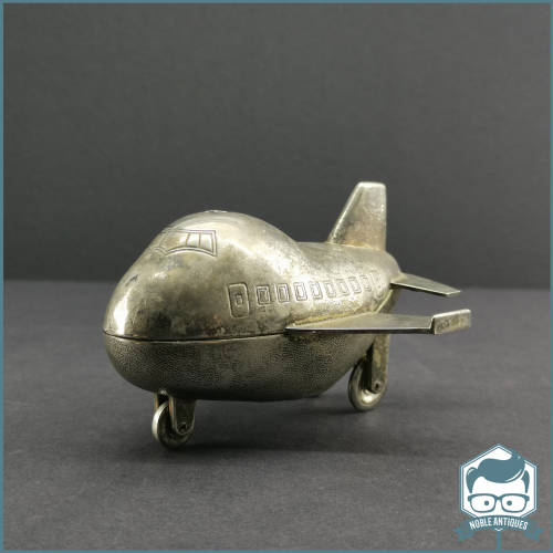 Vintage Silver-plate Airplane Savings Box!!!