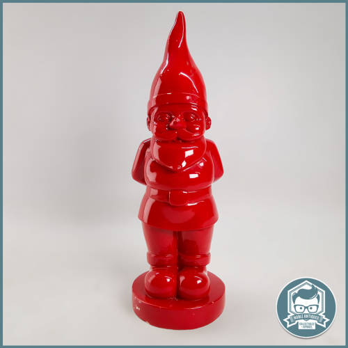Large Vintage Gloss Red Resin Gnome Savings Bank!!!