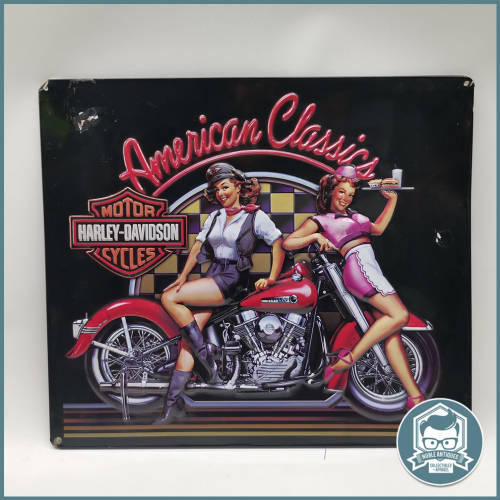 Original Embossed Harley Davidson American Classic Pin Up Girl Metal Sign!!!
