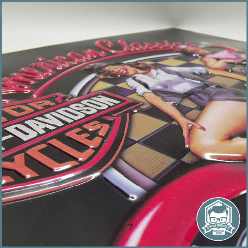 Original Embossed Harley Davidson American Classic Pin Up Girl Metal Sign!!!