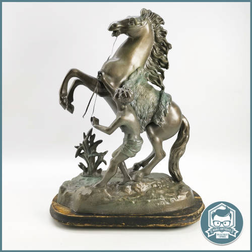 Large Signed and dated Spelter Cast Metal Sculpture !!!