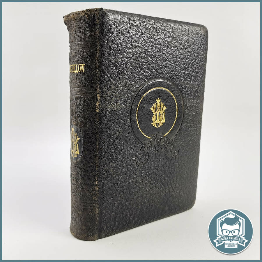 Antique 1890`s Leather-bound The poetical works of Henry Wadsworth Longfellow!!! Gifted 1929