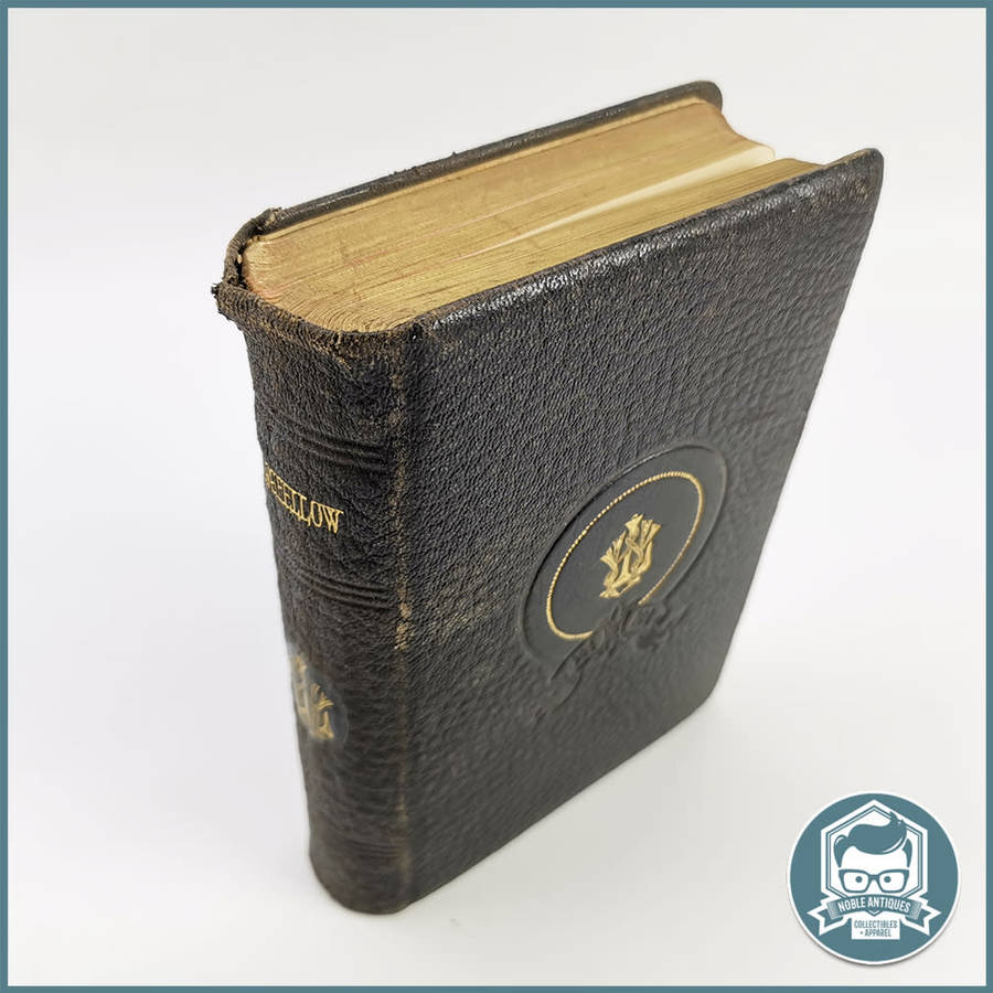 Antique 1890`s Leather-bound The poetical works of Henry Wadsworth Longfellow!!! Gifted 1929