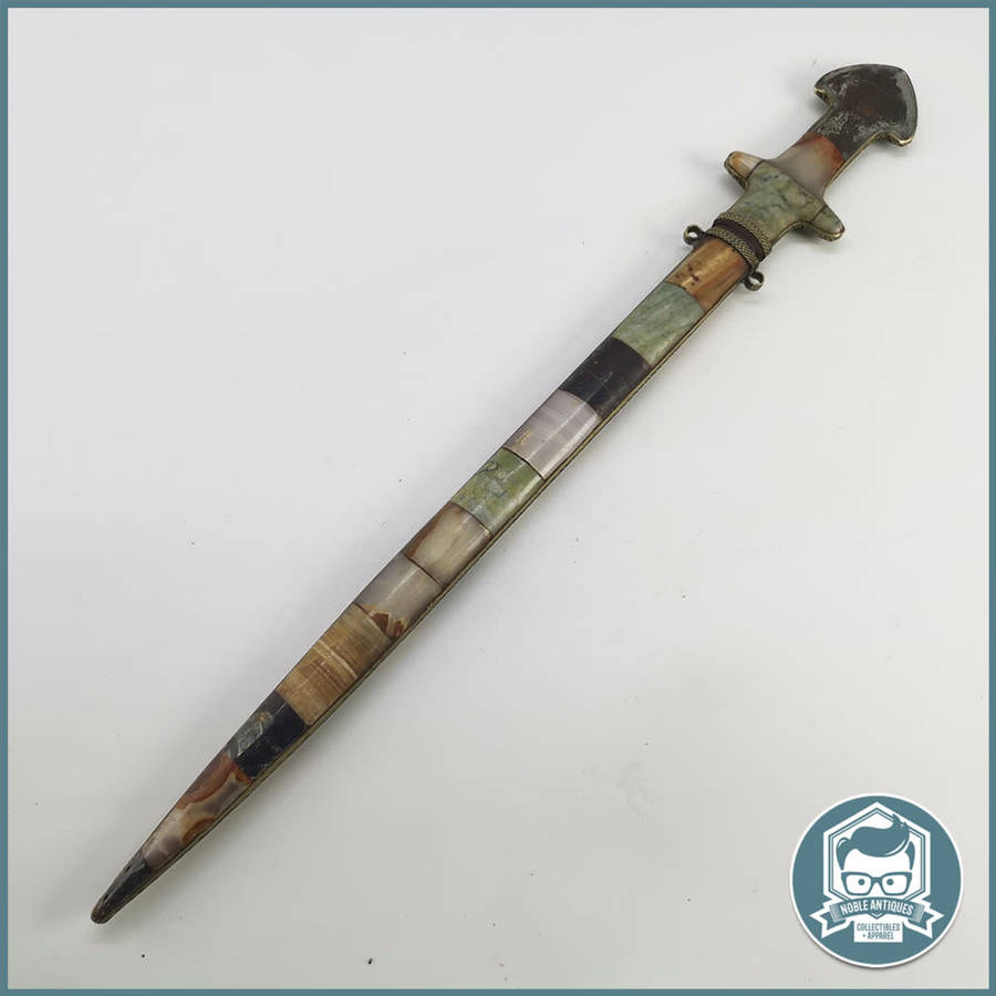 ANTIQUE Sword And Scabbard With Semi Precious Stone Inlay on Handle and Scabbard!!!