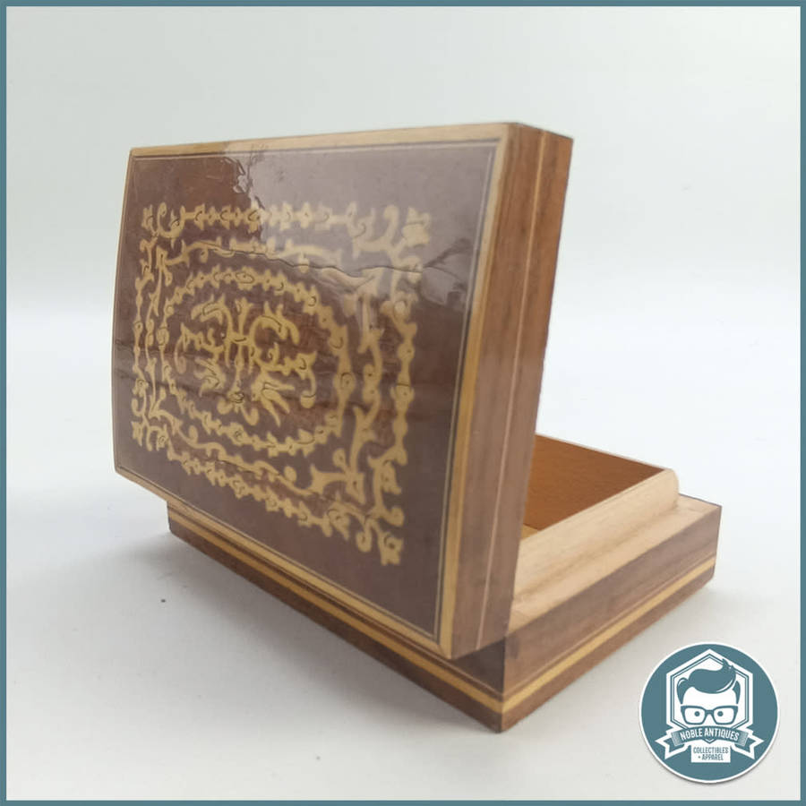 Highly Detailed Walnut and wood Inlay Reuge Swiss Trinket Box!!!