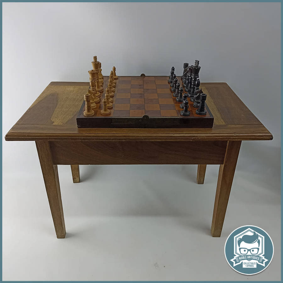 FANTASTIC!!! Hand Crafted Wood and Brass Hinge Chess Table and Travel Table!!! 60cmx50cmx35cm