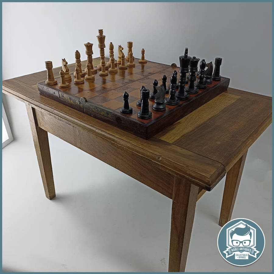 FANTASTIC!!! Hand Crafted Wood and Brass Hinge Chess Table and Travel Table!!! 60cmx50cmx35cm