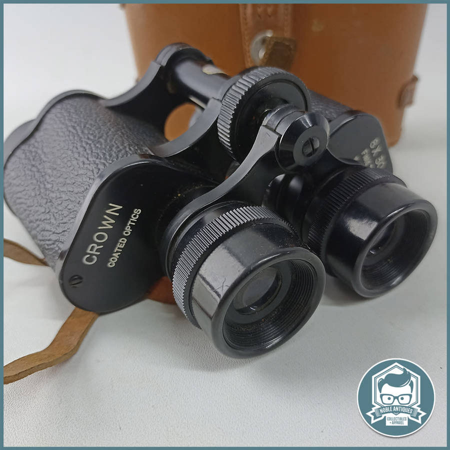 Vintage CROWN COATED OPTICS 8 X 30 Binoculars With Leather case!!!