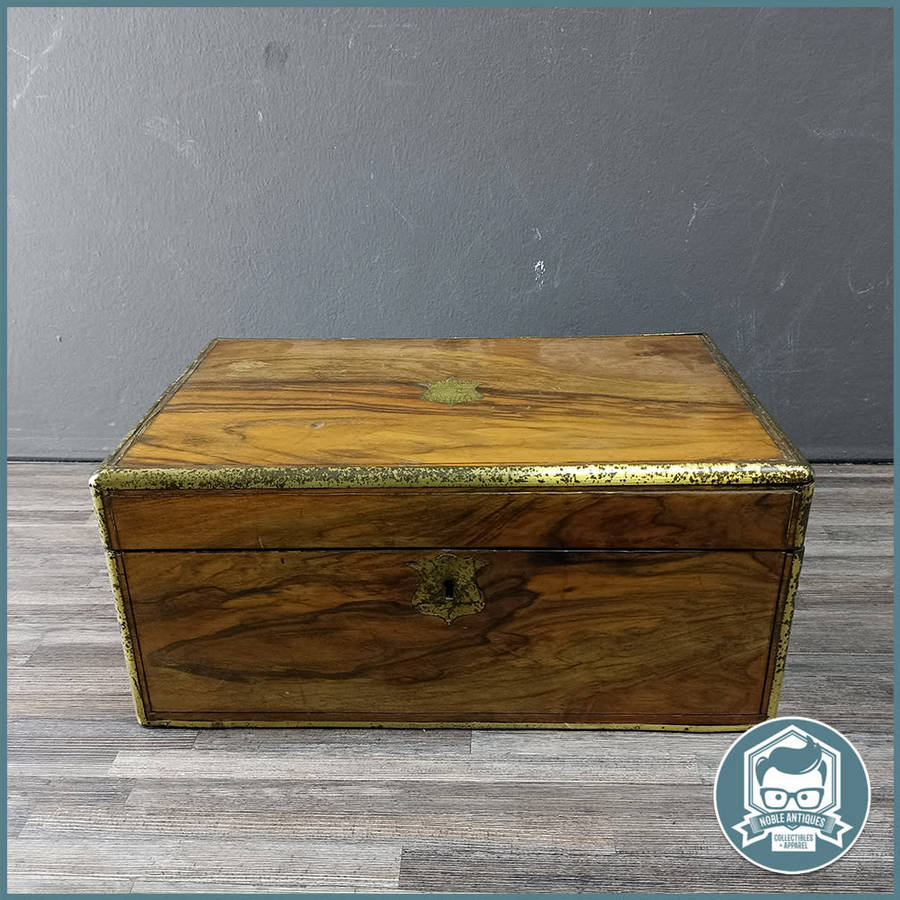 FANTASTIC!!! Antique Victorian Brass Bound Mahogany Writing Desk!!! 39cmx20cmx18cm