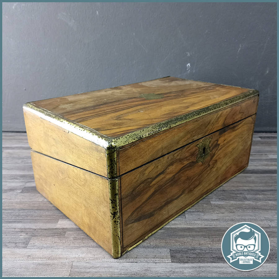 FANTASTIC!!! Antique Victorian Brass Bound Mahogany Writing Desk!!! 39cmx20cmx18cm