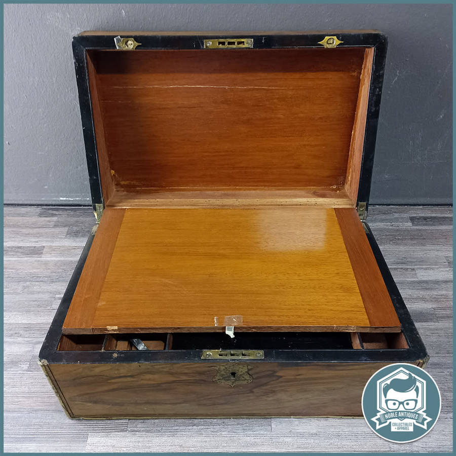 FANTASTIC!!! Antique Victorian Brass Bound Mahogany Writing Desk!!! 39cmx20cmx18cm
