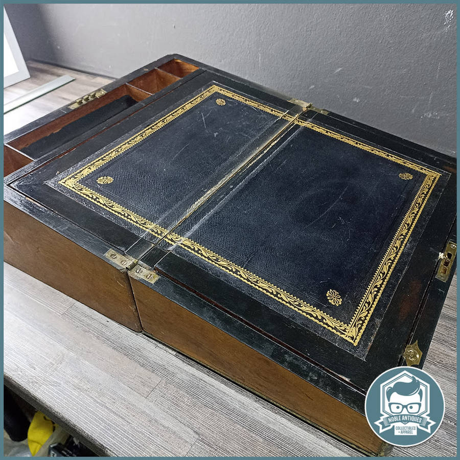 FANTASTIC!!! Antique Victorian Brass Bound Mahogany Writing Desk!!! 39cmx20cmx18cm