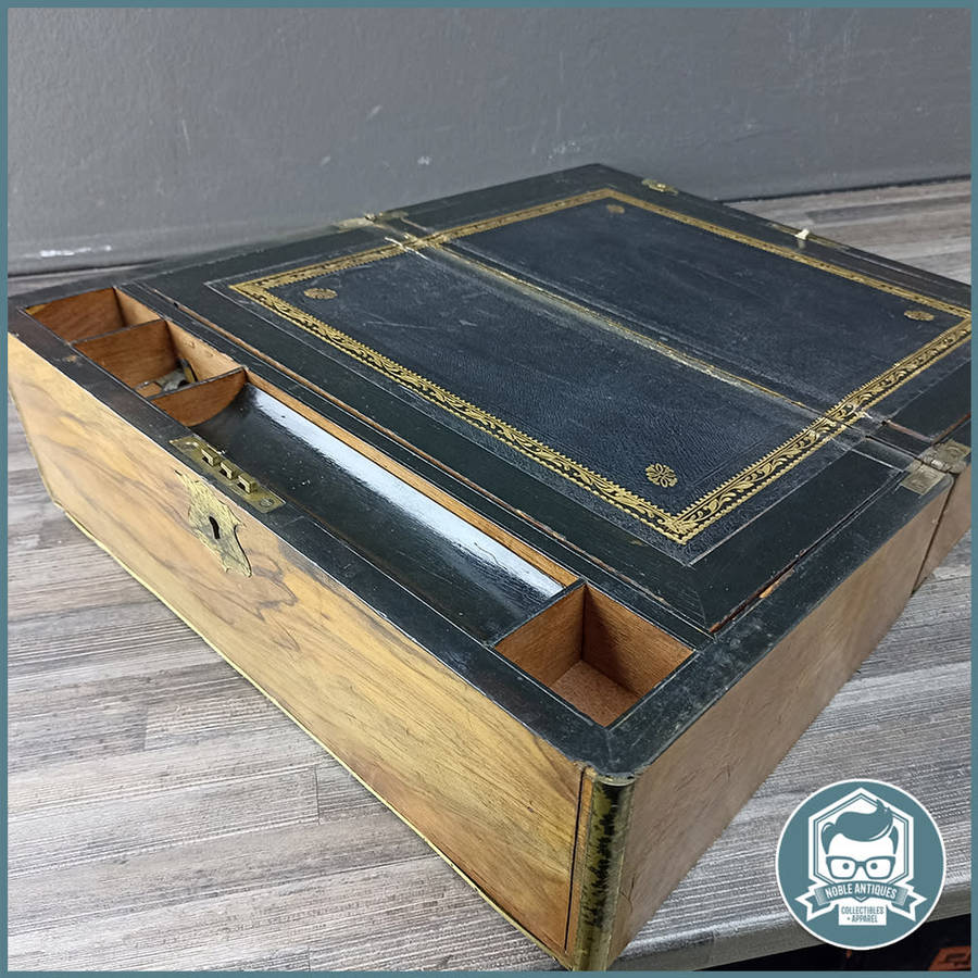 FANTASTIC!!! Antique Victorian Brass Bound Mahogany Writing Desk!!! 39cmx20cmx18cm