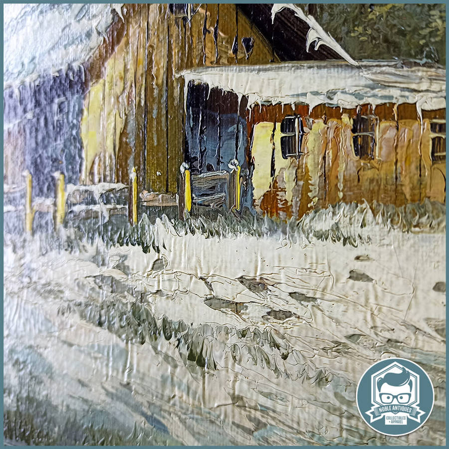 FANTASTIC!!! Famous Winter Painting, By Deacon Snow Barn In Forest Oil on Board!!!