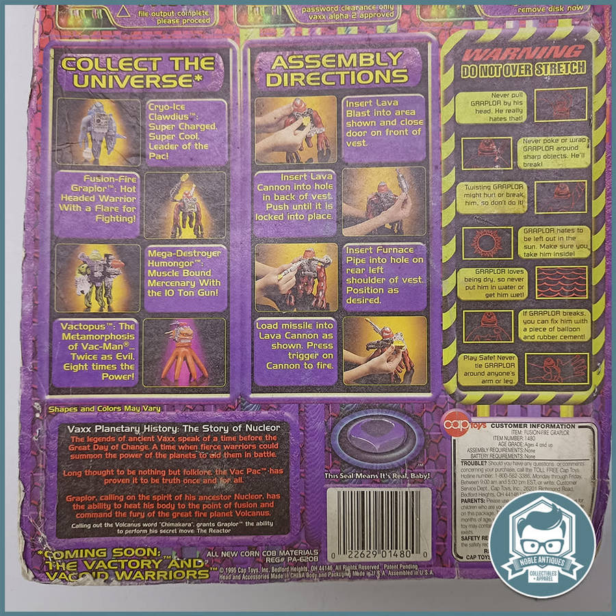 Original packaging. 1995 Cap Toys Fusion Fire Graplor Stretch Armstrong Action Figure!!!
