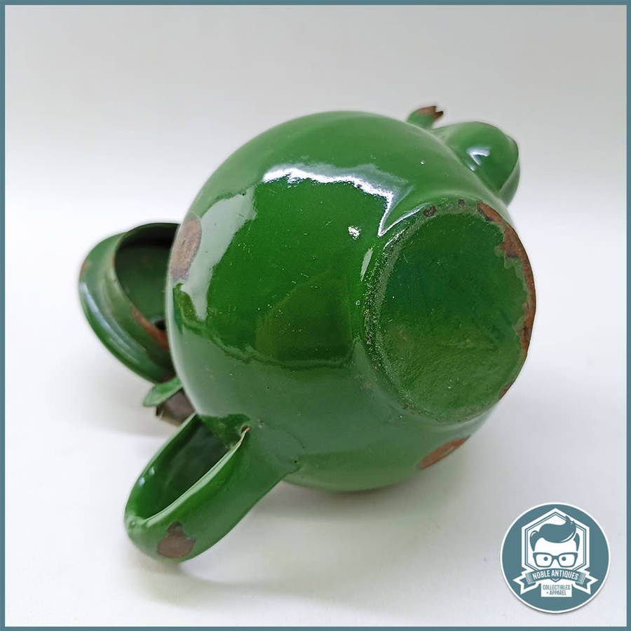 Small Vintage Green Enamelware Teapot!!!