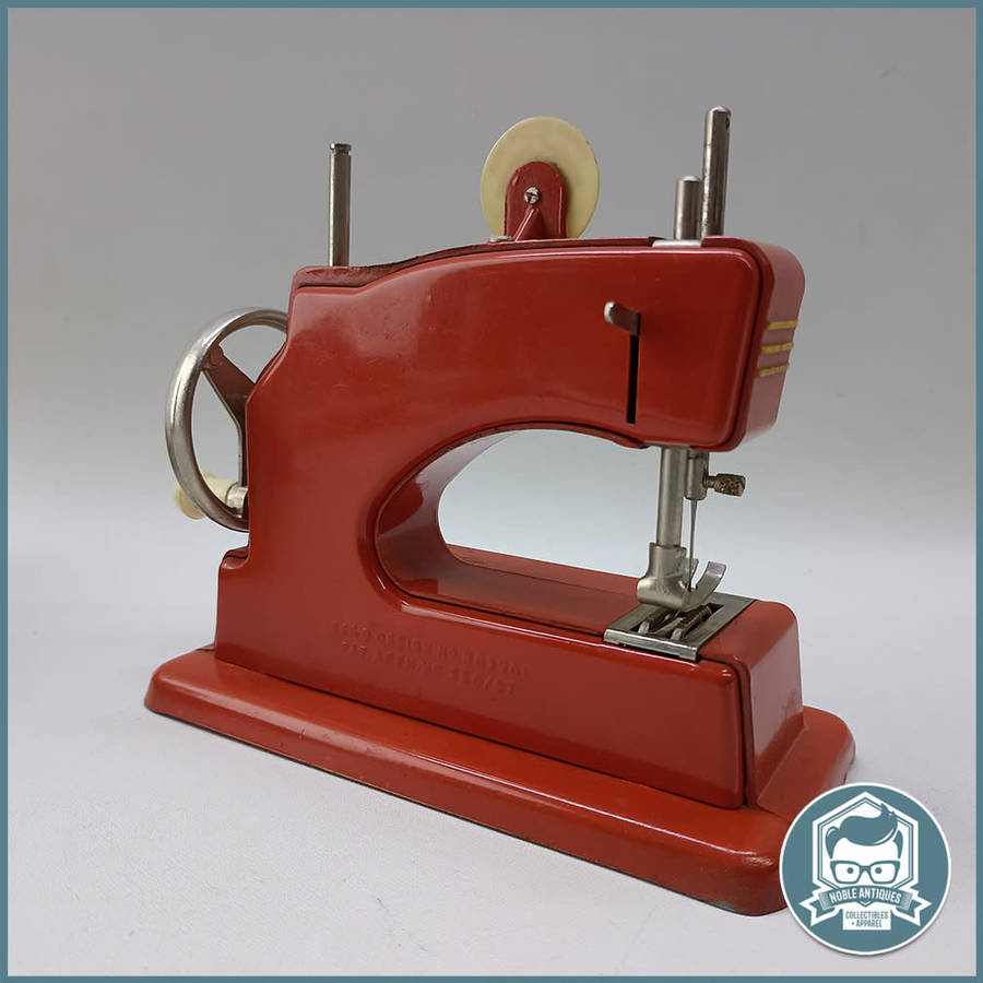 Vintage 1950`s Red  Vulcan Minor Toy Sewing Machine With Original Box!!!
