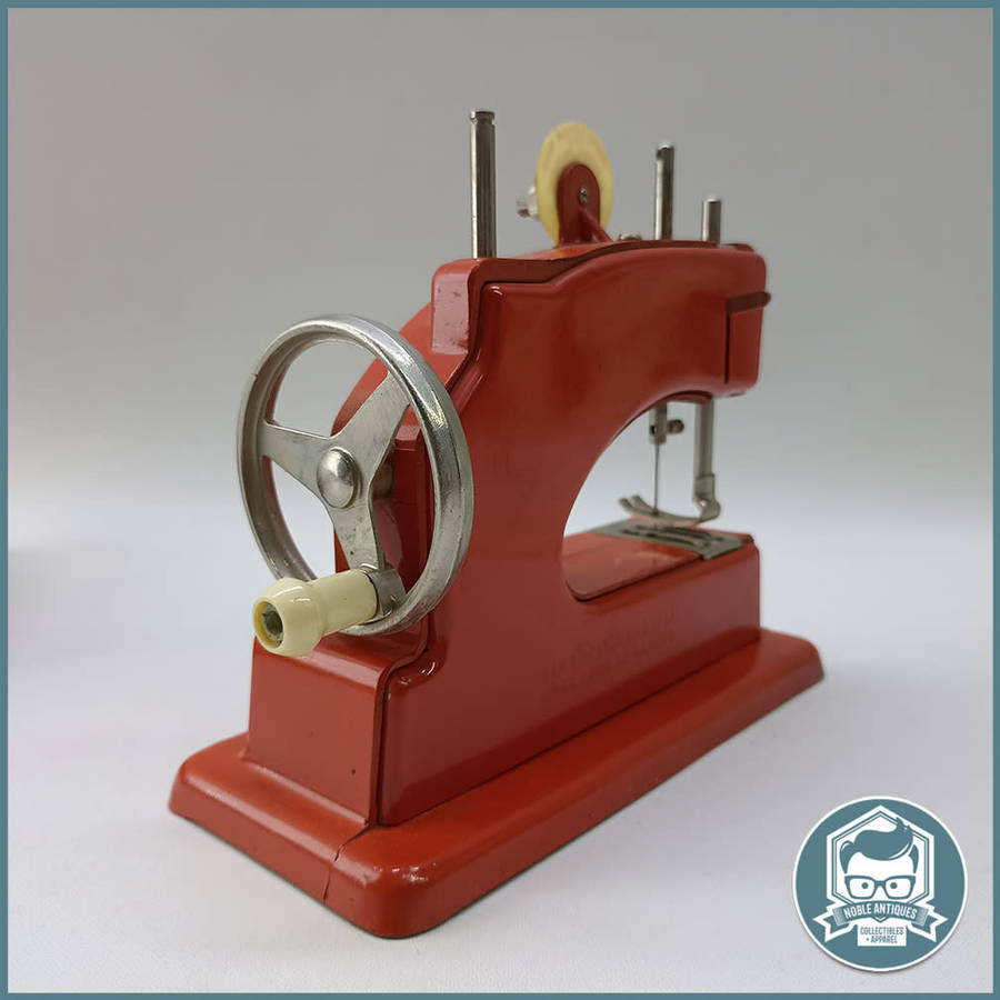 Vintage 1950`s Red  Vulcan Minor Toy Sewing Machine With Original Box!!!