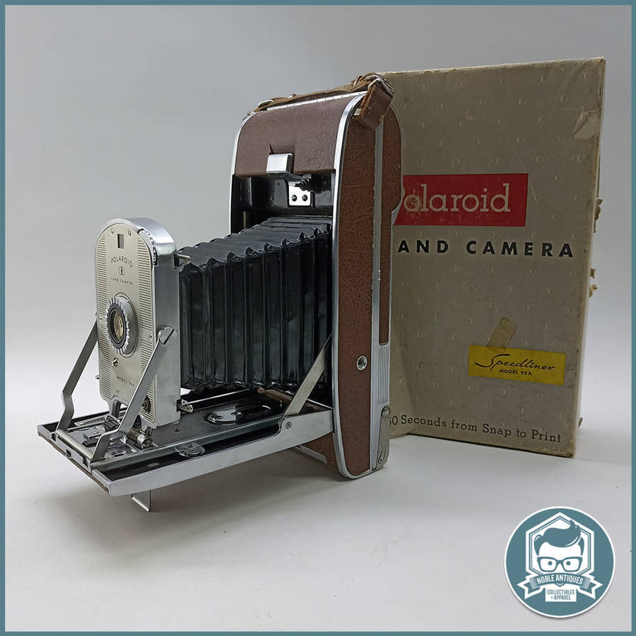 Large Original Vintage 1950`s Boxed Polaroid Model 95 First Speedliner Land Instant Film Camera!!!