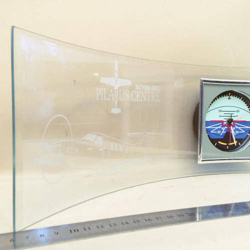 Aeronautical Themed Curved Glass Clock (Working)