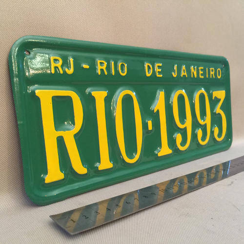 Embossed Metal Green and Yellow Numberplate/Sign