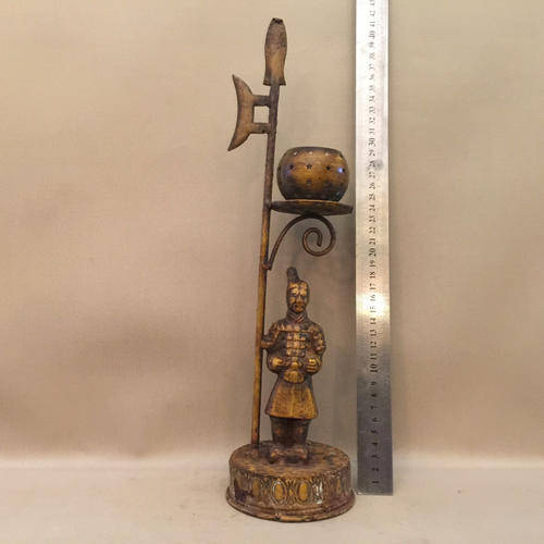 Old Metal Chinese Warior Candle Stand