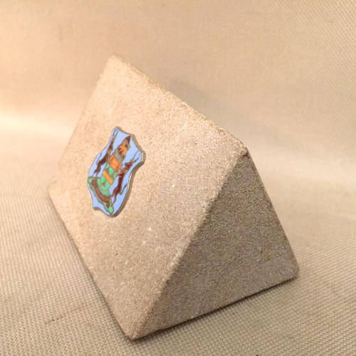 PAPERWEIGHT MADE FROM ORIGINAL FOHANNUSBURG STOCK EXCHANGE FOUNDATION STONE