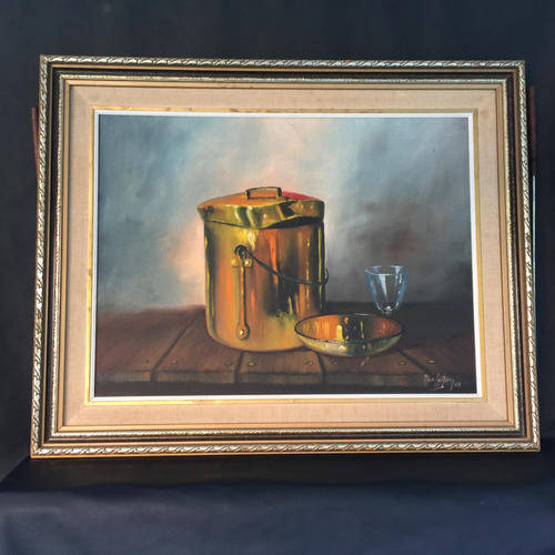 Original Framed Oil on canvas Still Life By Nico Coetzee 1983