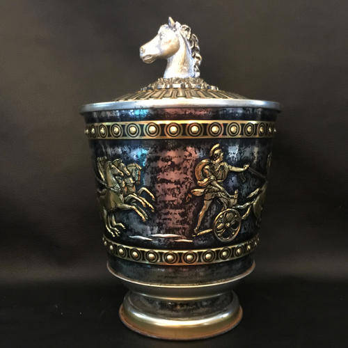 Vintage Highly Ornate Metal Tobacco Jar