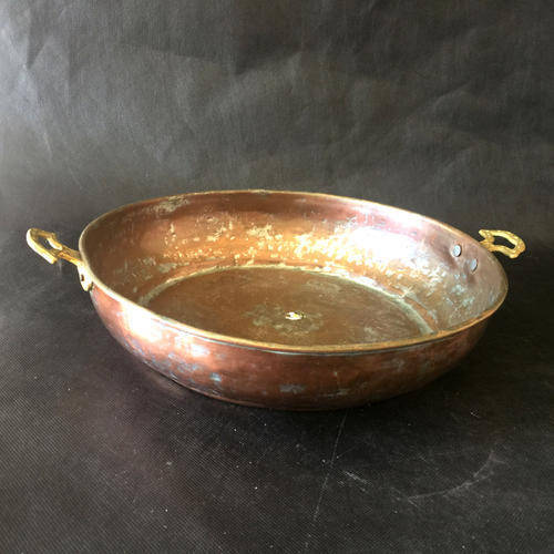 Large Vintage Copper Pan with Brass Handles (300mm)