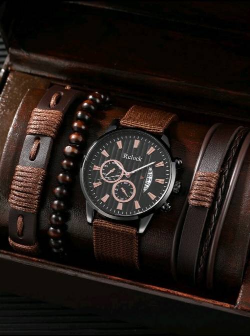 men watch with bracelets