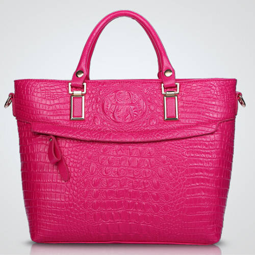 Elegant crocodile pattern ladies handbag with strape, Rosepin color. Stock in ZA