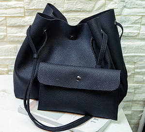 2 piece concise bucket bag. Black color. Stock in ZA