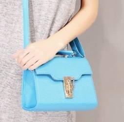Small size square handbag. Blue color. Stock in ZA.
