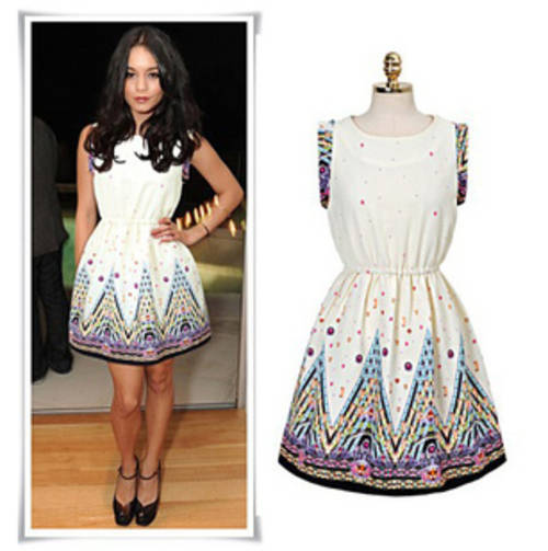 Elegant printed summer dress, size 30-36