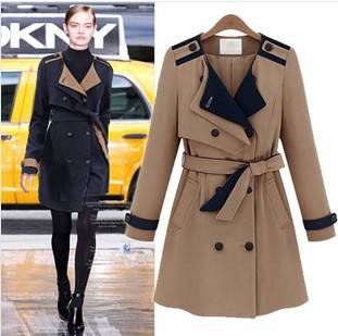 Double breasted long coat with belt. 2 colors. size 30-36