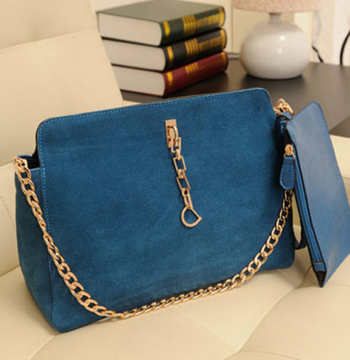 Elegant amazing medium size nubuck leather ladies bag. Blue color. Shipping fee R30