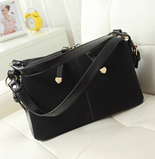 Nubuck retro famous style fashion handbag, with belt. Black color. Stock in ZA