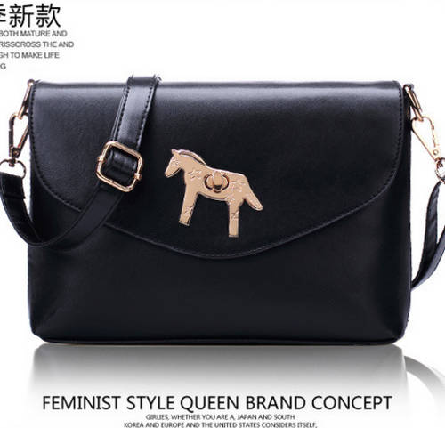 Horse wild match ladies shoulder bag. Many colors to choose. Black color.