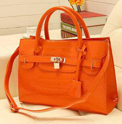 Classic crocodile pattern safety lock office ladies bag. Orange color. Stock in ZA,no custom fee!